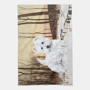 Westie at Twilight Kitchen Towel