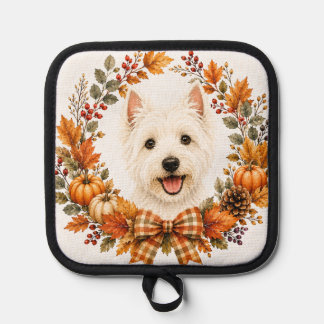 Westie Autumn Wreath Pot Holder