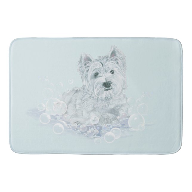 Westie Bath Time Bath Mat (Front)
