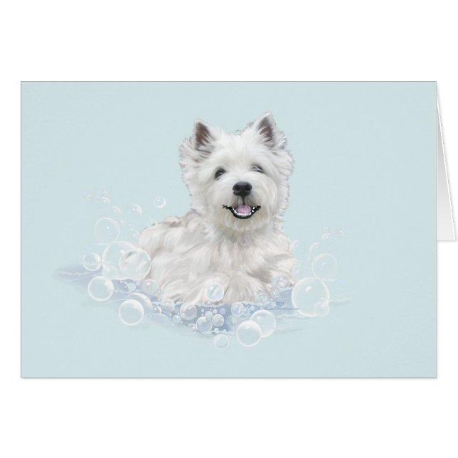 Westie Bath Time Fun (Front Horizontal)