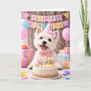Westie Birthday Card with Cake Cute Westie Card