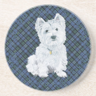 Westie Black Watch Tartan Coaster