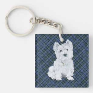 Westie Black Watch Tartan Keychain
