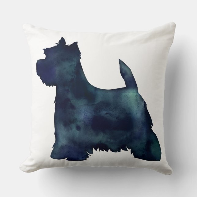 Westie Black Waterolor Silhouette Dog Throw Pillow (Front)