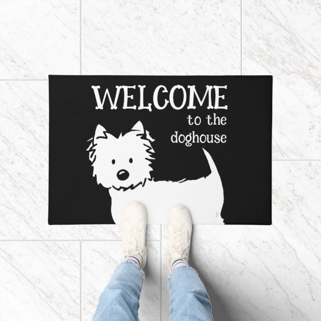 Westie Black Welcome Mat (Indoor)