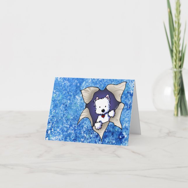 Westie Blast On Blue Thank You Card (Front)