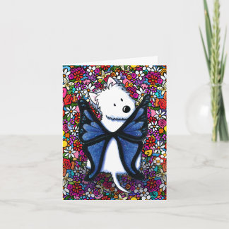Westie Butterfly and Flowers Blank Note Card