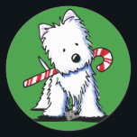 Westie Candy Cane Cutie Stickers<br><div class="desc">Christmas West Highland White Terrier dog breed art by Contemporary PUP Artist,  Kim Niles. © Kim Niles,  KiniArt™ - All Rights Reserved.</div>