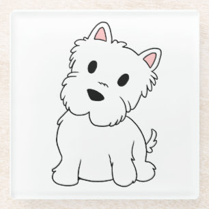 westie cartoon glass coaster