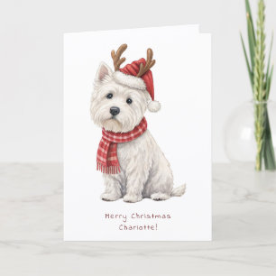 Westie Cheeky Dog Cute Christmas Card Personalise