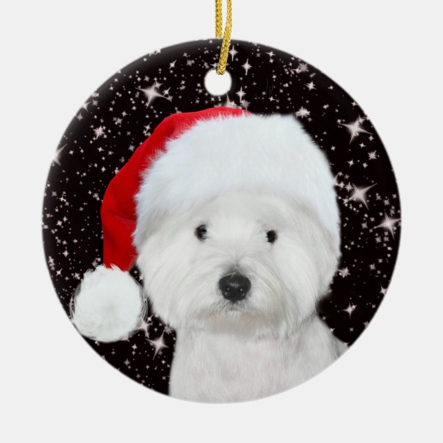 Westie Christmas Ceramic Ornament (Front)