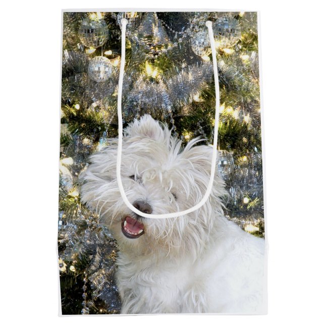 Westie Christmas Medium Gift Bag (Back)