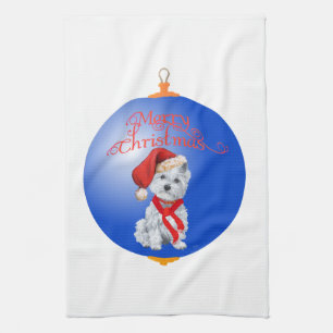 Westie Christmas Ornament Kitchen Towel