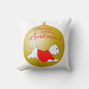 Westie Christmas Ornament Throw Pillow