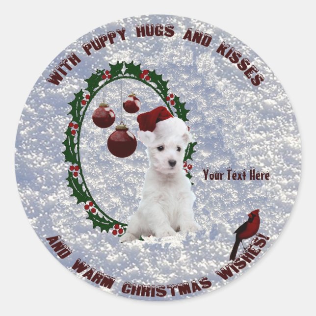 Westie Christmas Wishes Stickers – Customize Them! (Front)