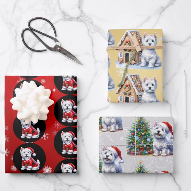 Westie Christmas  Wrapping Paper Sheet (Front)