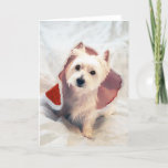 "Westie Claus" Holiday Card<br><div class="desc">This little Westie is sporting a Santa Cape and lots of attitude to wish you the happiest season of all.  The inside is left blank for you to customize to your very own brand of holiday cheer.</div>