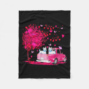 Westie Couple Truck Happy Valentines Day Gifts  Fleece Blanket