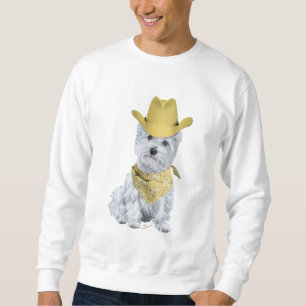 Westie Cowboy in Yellow Sweatshirt