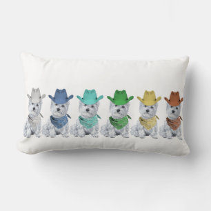 Westie Cowboys All in a Line Lumbar Pillow