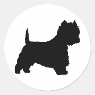Westie Dog (black) Classic Round Sticker