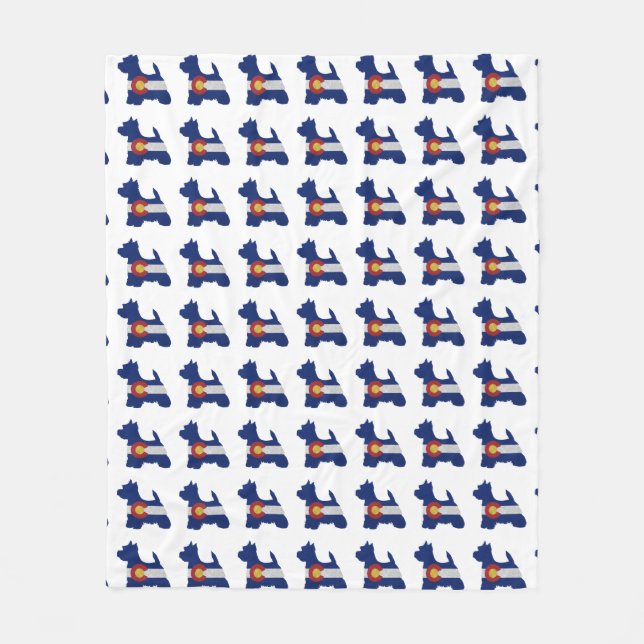 Westie Dog Breed Colorado Flag Silhouette Fleece Blanket (Front)