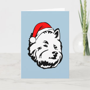Westie Dog Christmas Santa Hat Holiday Card