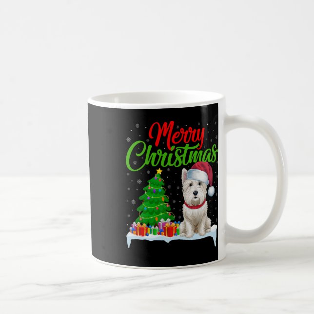 Westie Dog Christmas Tree Lights Funny Xmas Westie Coffee Mug (Right)