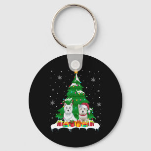 Westie Dog Christmas Tree Lights Santa Reindeer Xm Keychain