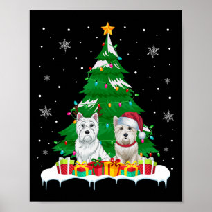 Westie Dog Christmas Tree Lights Santa Reindeer Xm Poster