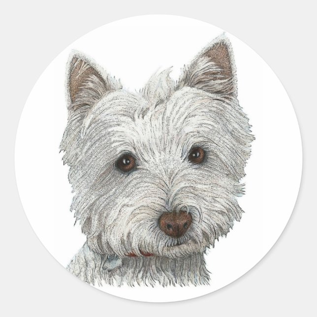 Westie dog classic round sticker (Front)
