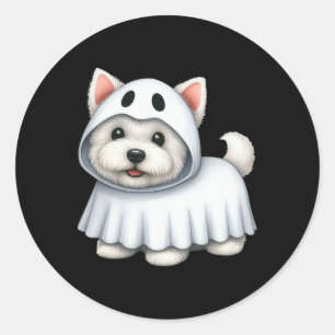 Westie Dog Halloween Costume Ghost West Terrier  Classic Round Sticker