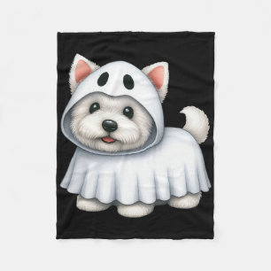 Westie Dog Halloween Costume Ghost West Terrier  Fleece Blanket
