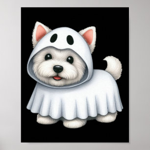 Westie Dog Halloween Costume Ghost West Terrier Poster