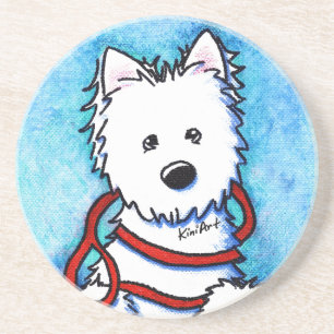 Westie Dog & Leash Coaster