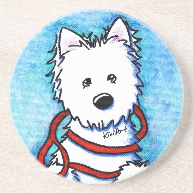 Westie Dog & Leash Coaster (Front)