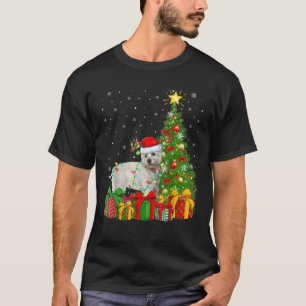 Westie Dog Lighting Xmas Tree Santa Hat Westie Chr T-Shirt