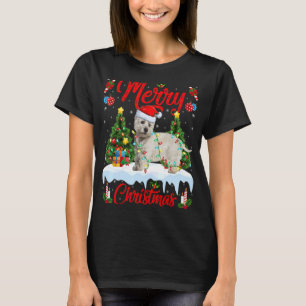 Westie Dog Lights Xmas Tree Santa Westie Christmas T-Shirt