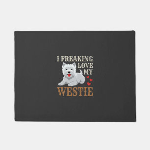 Westie Dog Love Typography Doormat