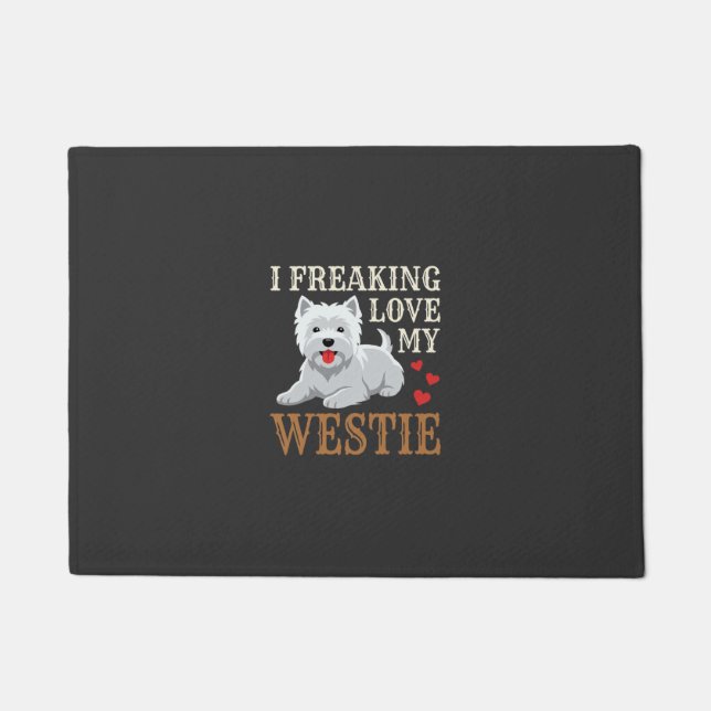 Westie Dog Love Typography Doormat (Front)
