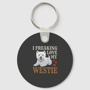 Westie Dog Love Typography Keychain