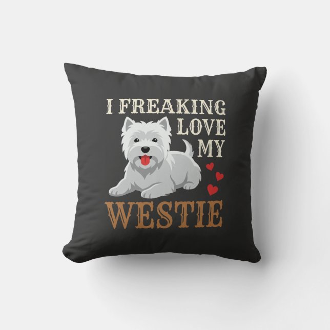 Westie Dog Love Typography Throw Pillow (Front)
