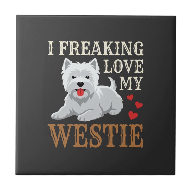 Westie Dog Love Typography Tile (Front)