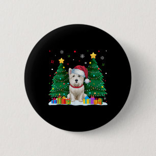 Westie Dog Lovers Santa Hat Ugly Christmas Sweater 2 Inch Round Button