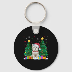 Westie Dog Lovers Santa Hat Ugly Christmas Sweater Keychain