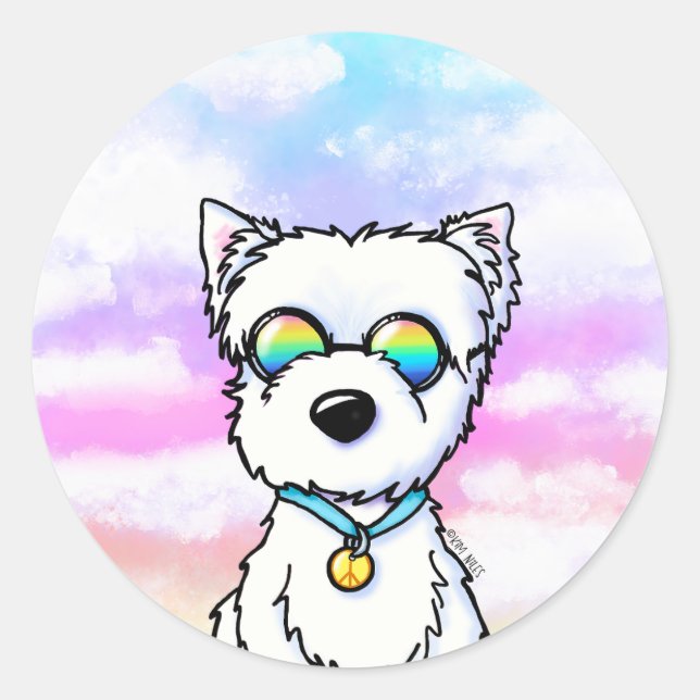 Westie Dog Peace KiniArt Stickers (Front)