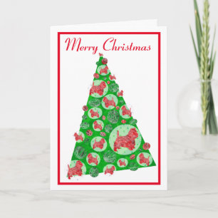 Westie Dog Silhouette Christmas Tree White Card