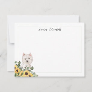 Westie Dog Sunflower Eucalyptus Personalized Card