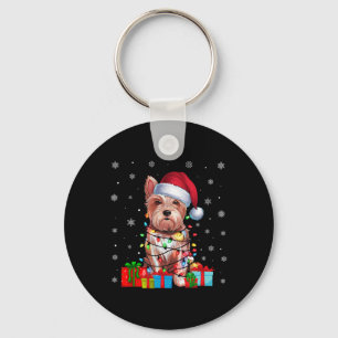 Westie Dog Ugly Xmas Lights Santa Hat Westie Dog C Keychain