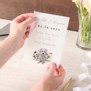 Westie Dog Wildflowers Wedding Save the Date Vellum Invitations